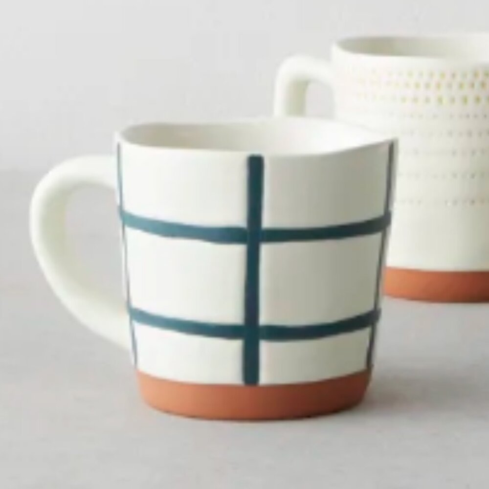 Hearth & Hand x Magnolia Joanna Gaines - Blue Grid Coffee Mug Stoneware | 12 oz.